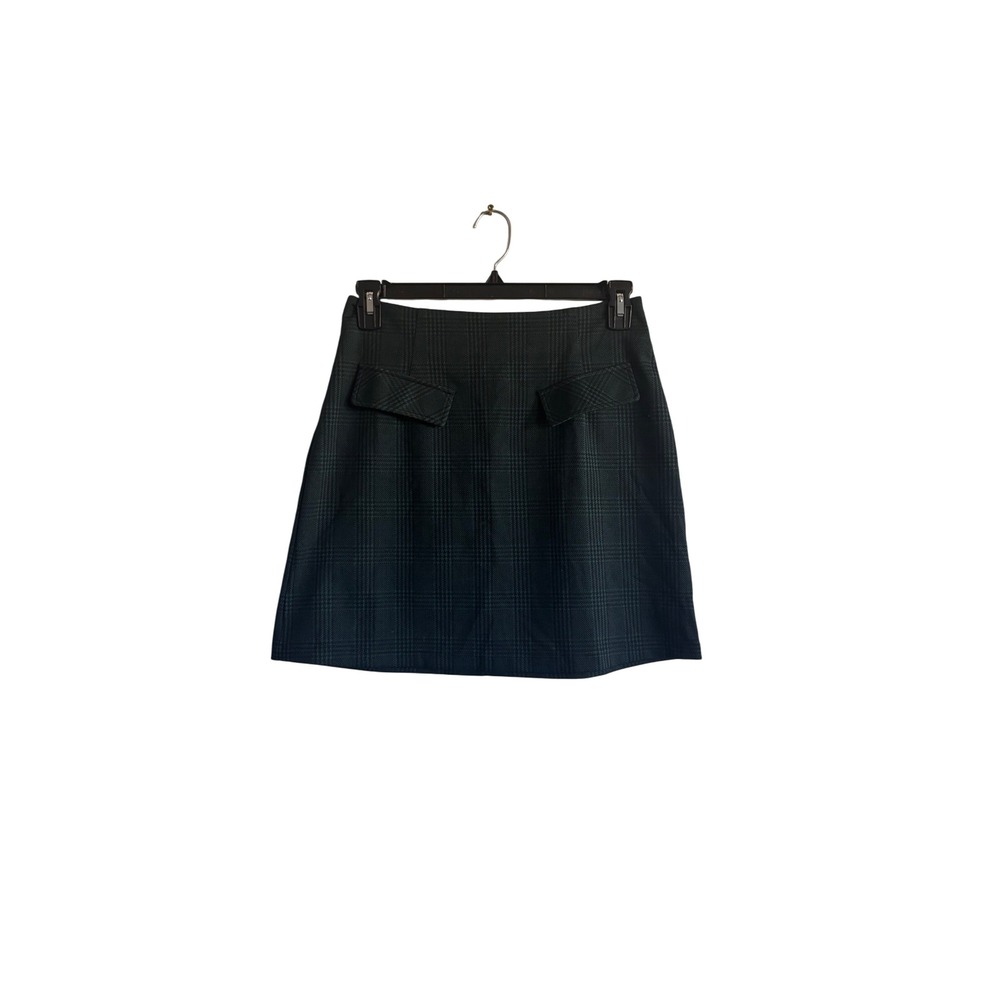 ModCloth Plaid Mini Skirt Dark Green‎ Black Flannel A-Line Pockets Size M